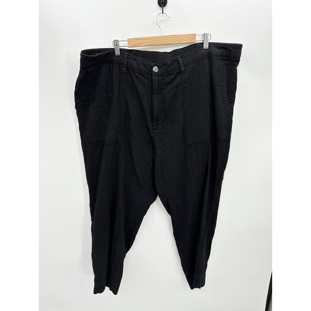 Old Navy Pants Women 24 Black Slouchy Cropped Tapered Cotton Bottoms